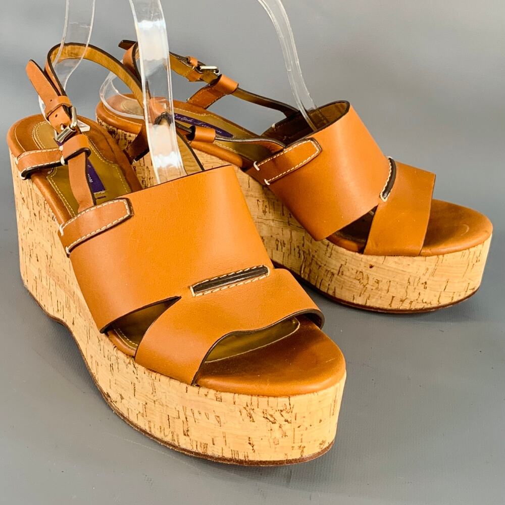 Ralph Lauren Size 10 Tan Beige Leather Slingback … - image 1